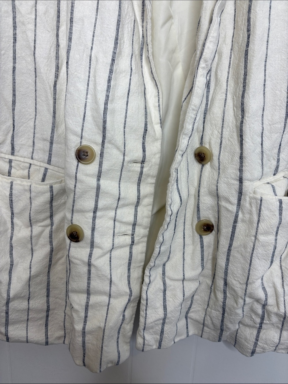 Old Navy Blazer Womens Extra Large Linen Blend Double Breasted Coastal Office - Picture 3 of 10
